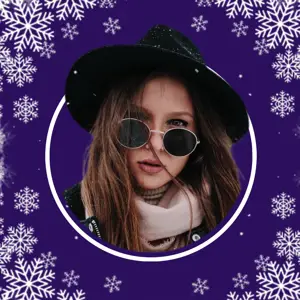 Profile Pic Winter Snow Purple, girl With a Hat And Sunglasses