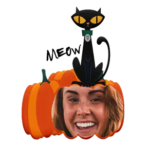 A Black Cat Sitting On Top Of A Pumpkin Halloween Stickers Template