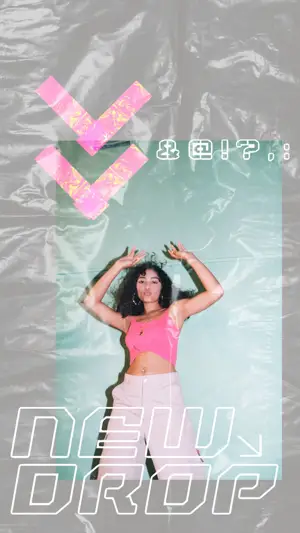 A Woman In A Pink Top And White Shorts Nylon Story Template