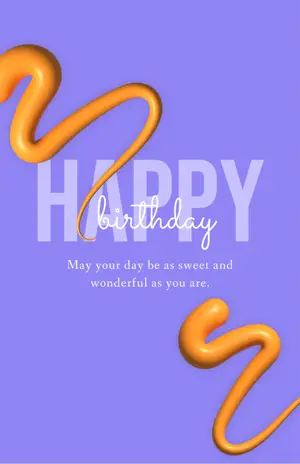 purple minimalist pink Birthday greeting card template