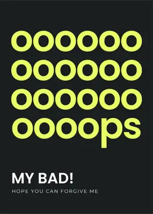Black and yellow typography sorry greeting card template