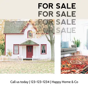 A White House With A Red Door For Sale Real Estate Template