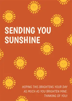 Sunshine pattern thinking of you greeting card template 