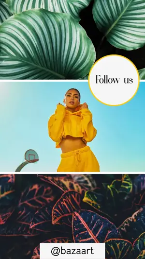 A Collage Of Photos With A Woman In A Yellow Outfit Template