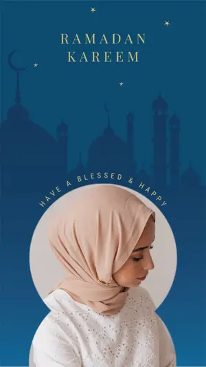 Ramadan kareem holiday blue greeting instagram story template 
