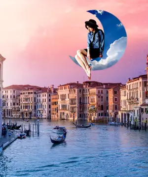 A Collage Of A Woman Sitting On Top Of A Boat Collage Art Template