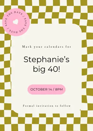 Fun bold save the date birthday party template