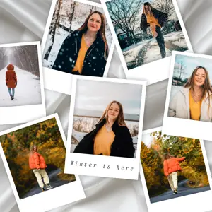 White Minimal Polaroid Multiple Photo Collage template 