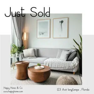 A Living Room With A Couch And Two Tables Real Estate Template