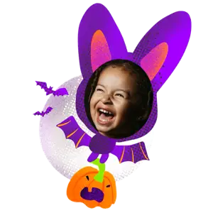 A Picture Of A Child Wearing A Purple Bunny Ears Halloween Stickers Template
