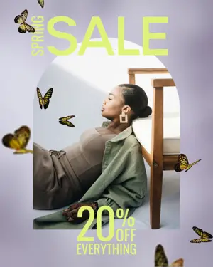 Spring sale butterflies Instagram post template 