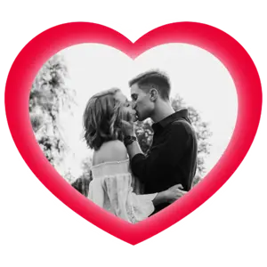A Man And A Woman Kissing In Front Of A Heart Whatsapp Sticker Template