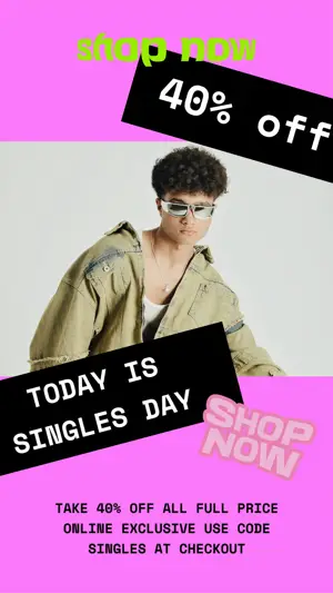 Pink green with stickers cute sale story template