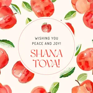 Apples pattern shana tova english greetings instagram post template 