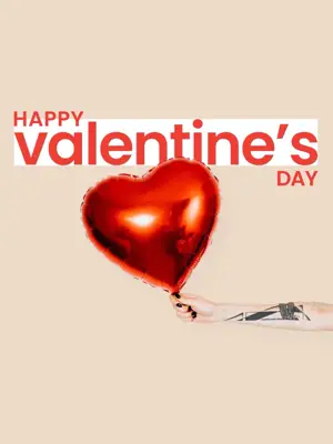 Valentine’s magic photo of balloon in a heart shape instagram post template