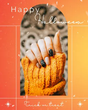 A Woman'S Hand With A Yellow Sweater And Black Nail Polish Halloween Template