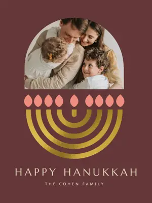 gold Hanukkah holiday Family Photo Greetings Instagram Post Template
