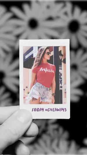 A Person Holding Up A Polaroid With A Picture Of A Woman Template