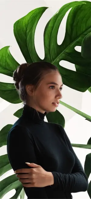 Contact cover green leaves profile portrait template