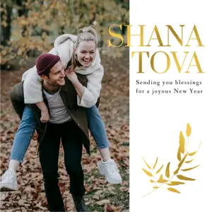 Gold leaf shana tova english greetings instagram post template 