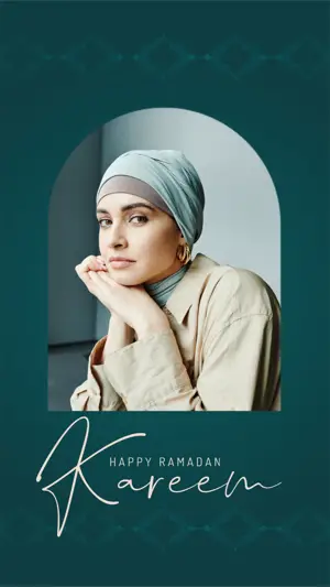 Ramadan kareem holiday greeting green woman instagram story template
