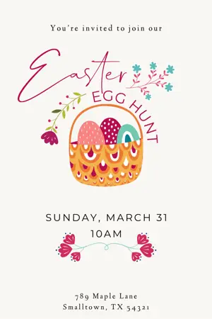 bright illustrated easter egg hunt Invitation template