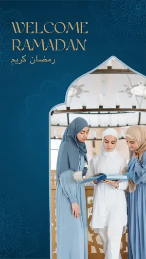 Ramadan kareem holiday blue greeting instagram story template
