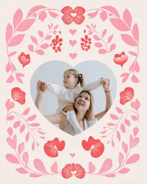 Floral illustrations Mother's Day greeting card template