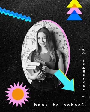 Risograph graphic shapes back to school Instagram post template