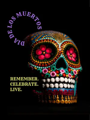 Day of the Dead colorful skull Instagram post template 
