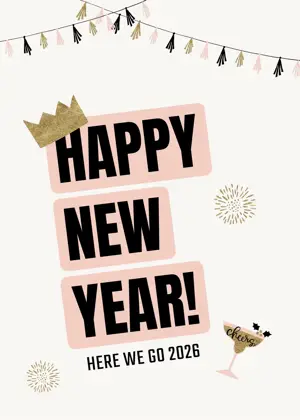 Bright typography new year greeting card template 