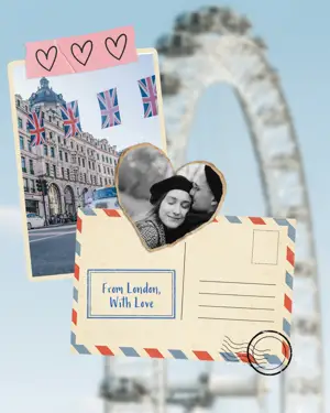 London trip postcard scrapbooking Instagram post template