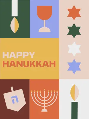 Hanukkah Candles Symbols Icons Greeting Instagram Post Template