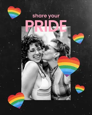 Rainbow hearts Pride month celebration Instagram post template 