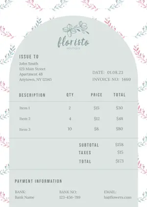  small business floral pastel elegant invoice template 