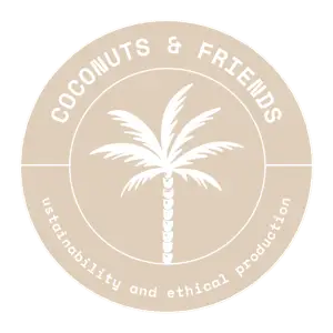 white and beige coconut tree illustration minimalistic logo