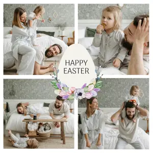 Easter egg family photo collage template