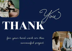 minimalistic dark blue Project Completion thank you card