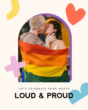 Couple kissing photo Pride month celebration Instagram post template 