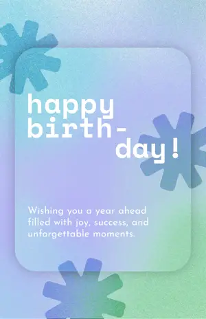 blue risograph background typography Birthday greeting card template