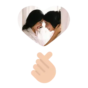 Hand sign with a heart sticker 