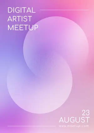 Meetup event purple gradient typography poster template 