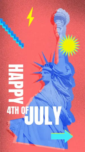  Happy 4th of July risograph collage Instagram story template