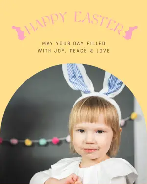 Pastel happy Easter greeting photo card template 