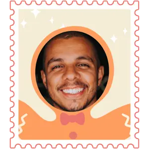 A Stamp With A Picture Of A Smiling Man Christmas Stickers Template