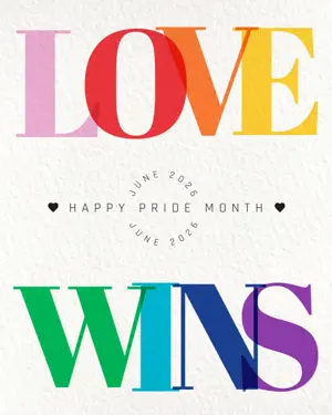 Colorful typography Pride month celebration Instagram post template 