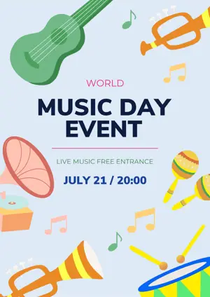 colourful Illustrative music day Festival Poster