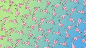 A Pattern Of Pink Worms On A Green And Blue Background Zoom Backgrounds Template