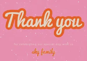 pink and orange vintage Wedding thank you card 