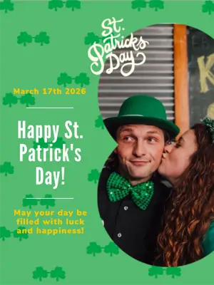 A St Patrick'S Day Card With A Man Kissing A Woman St. Patrick'S Day Template